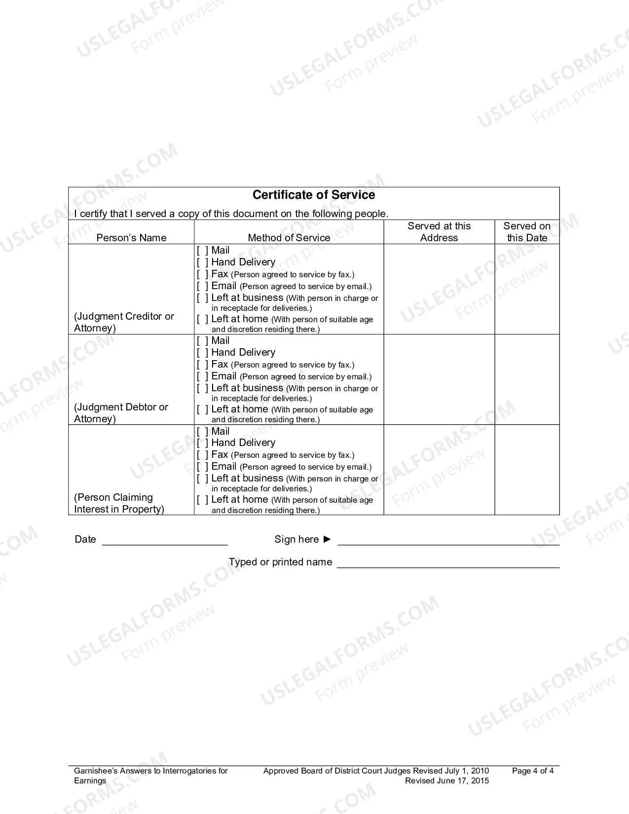 Preview Garnishees Answers To Interrogatories For Earnings