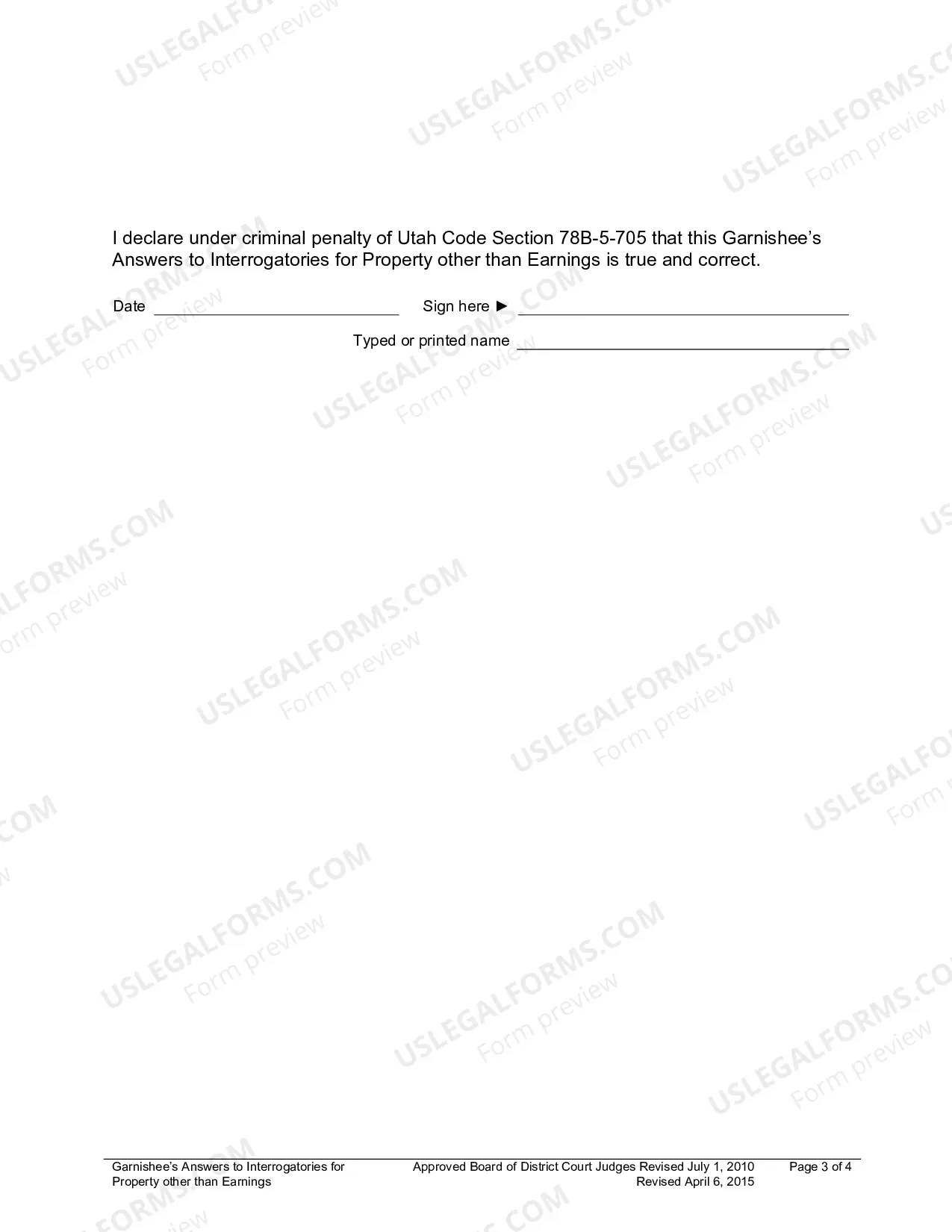 Preview Garnishees Answers To Interrogatories For Property Other Than Earnings