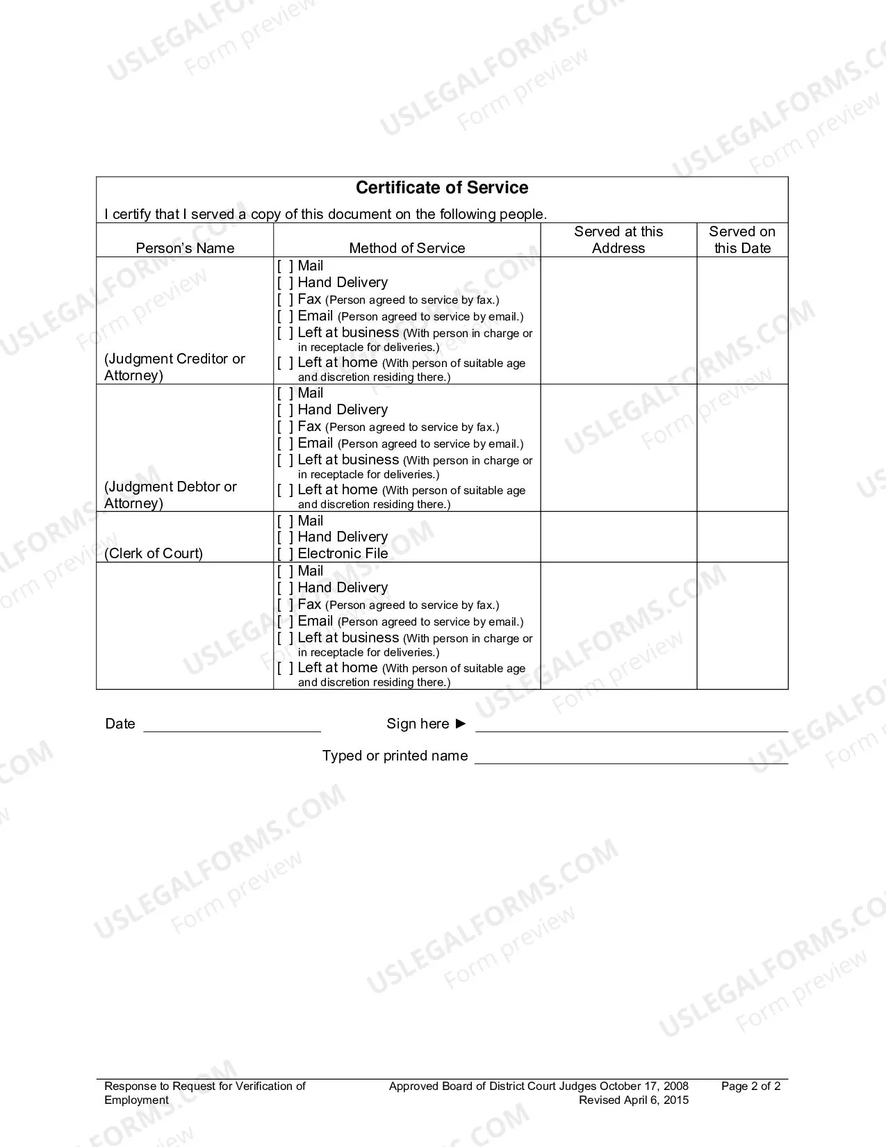 Preview Response to Request for Verification of Employment
