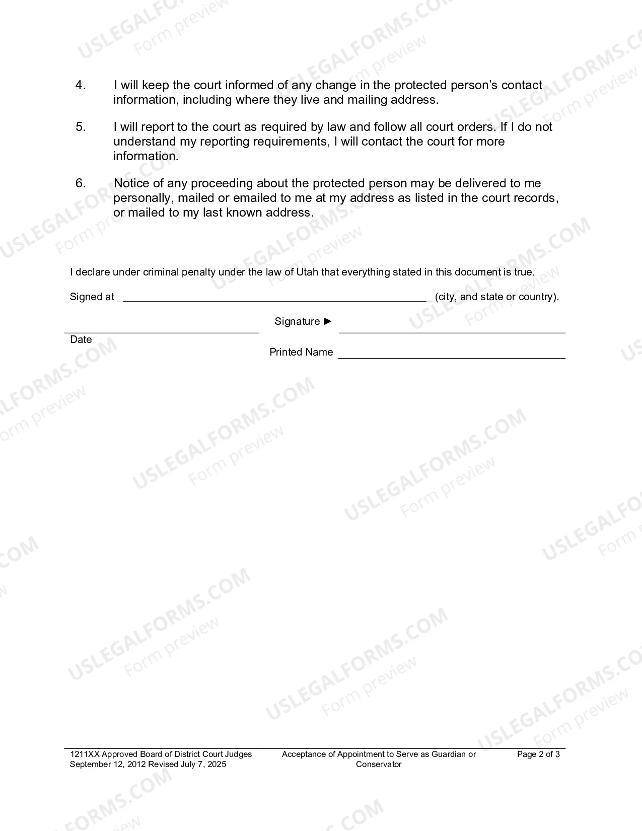Preview Acceptance of Appointment