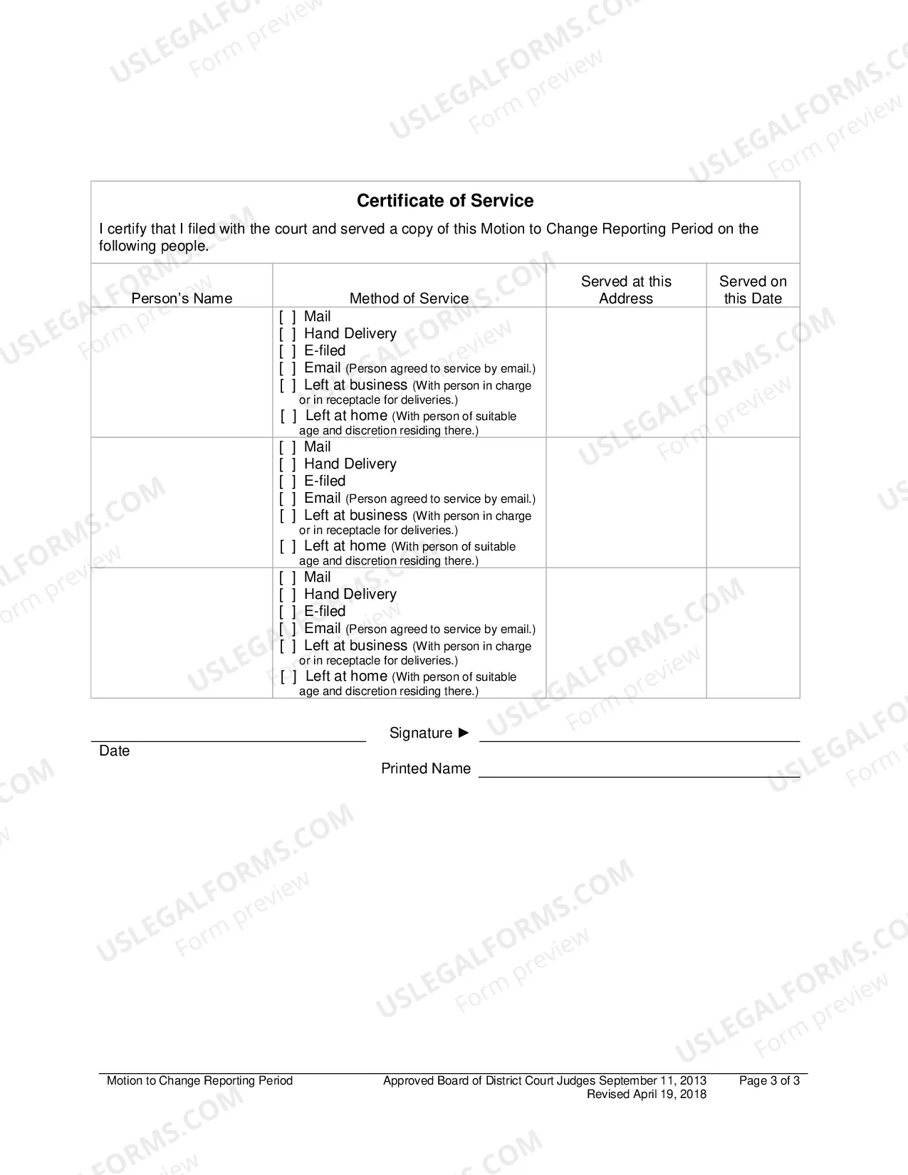 Preview Motion To Change Reporting Period
