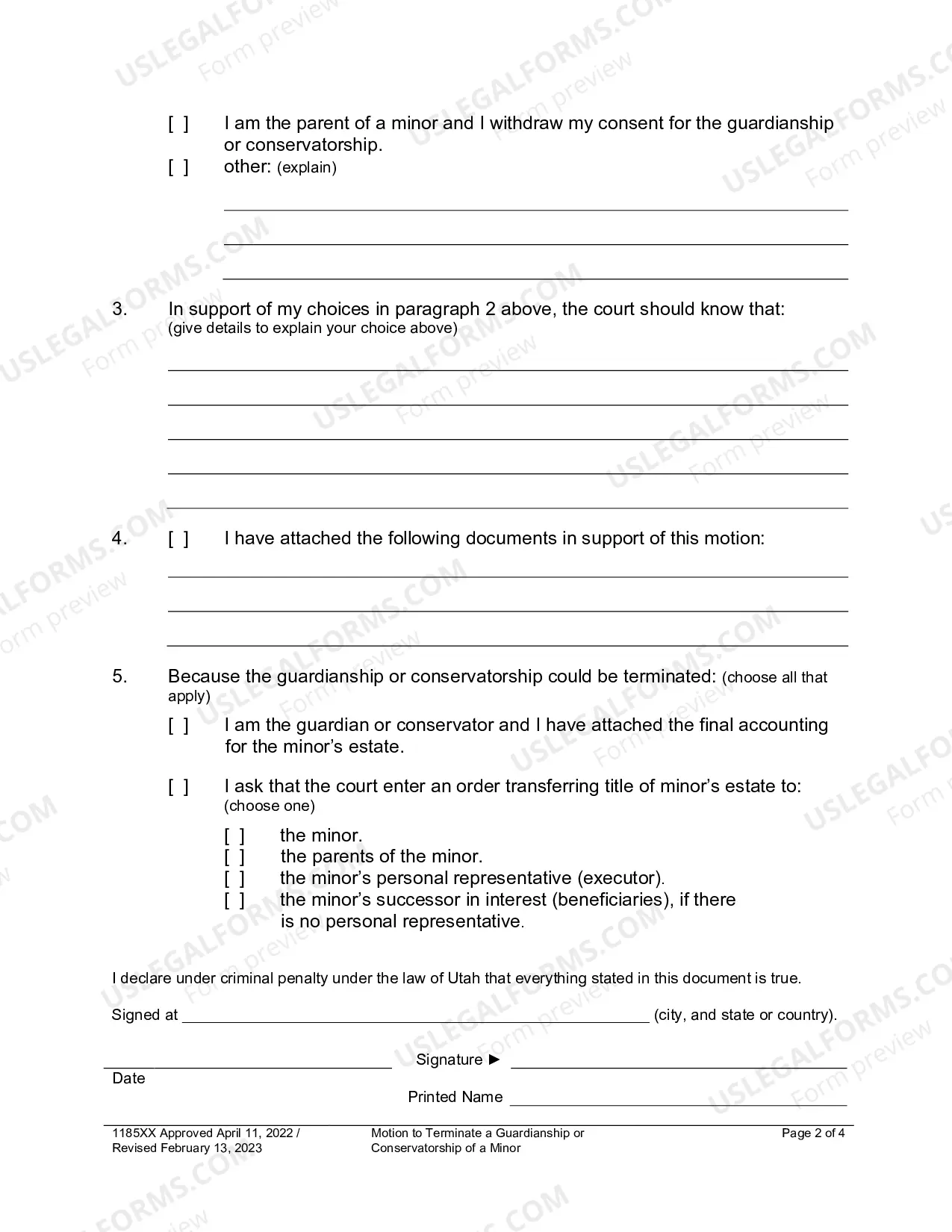 Preview Motion To Terminate Guardianship And-Or Conservatorship