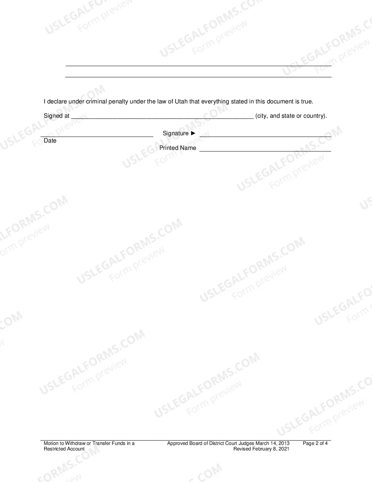 Preview Motion To Withdraw Or Transfer Funds In Restricted Account