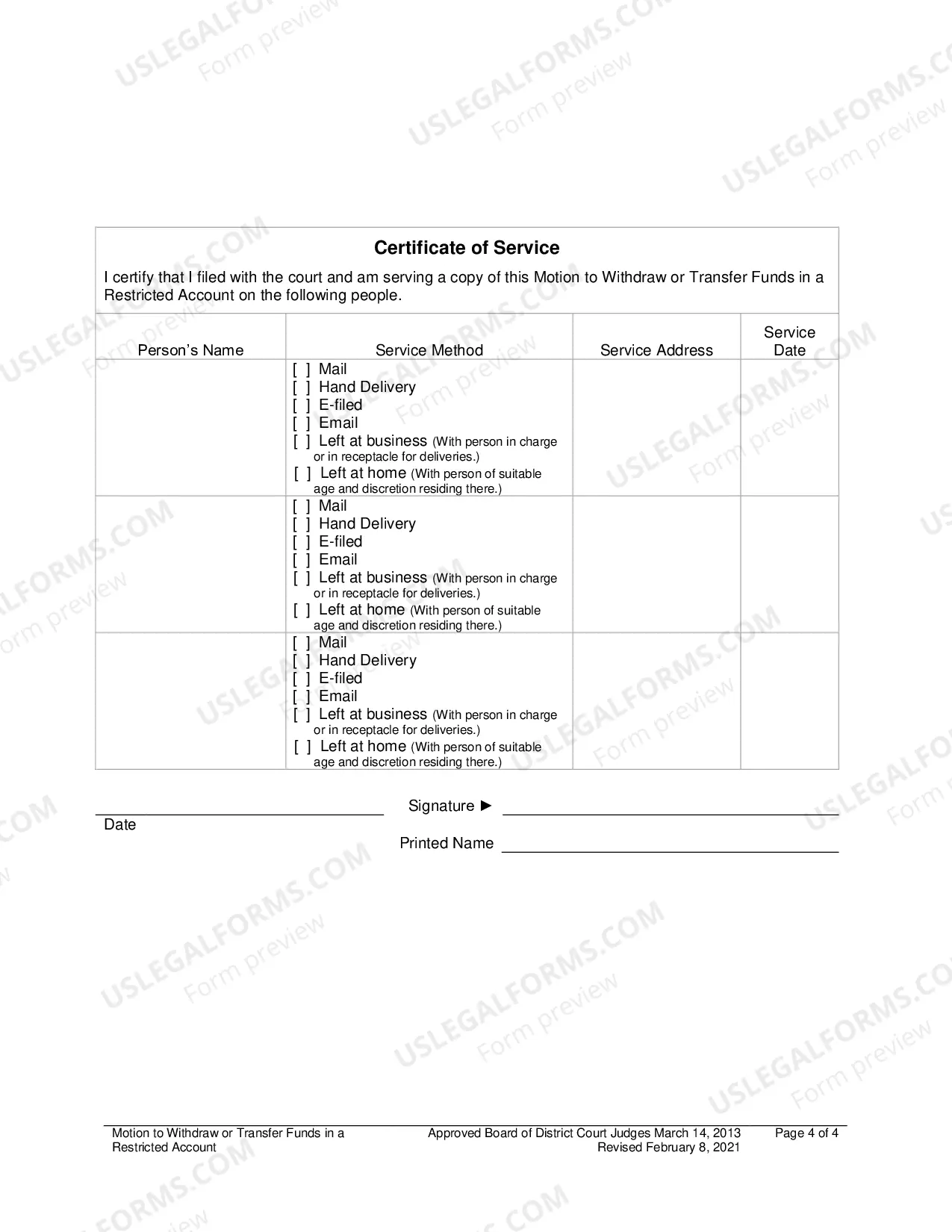Preview Motion To Withdraw Or Transfer Funds In Restricted Account