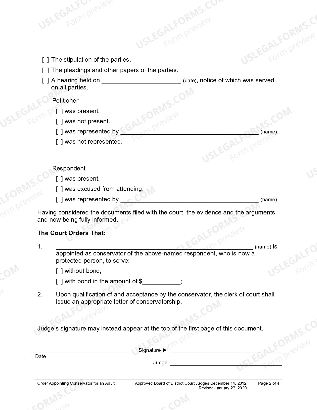 Preview Order Appointing Conservator For Adult