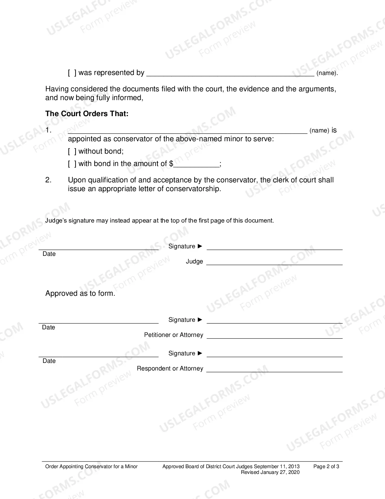 Preview Order Appointing Conservator For Minor
