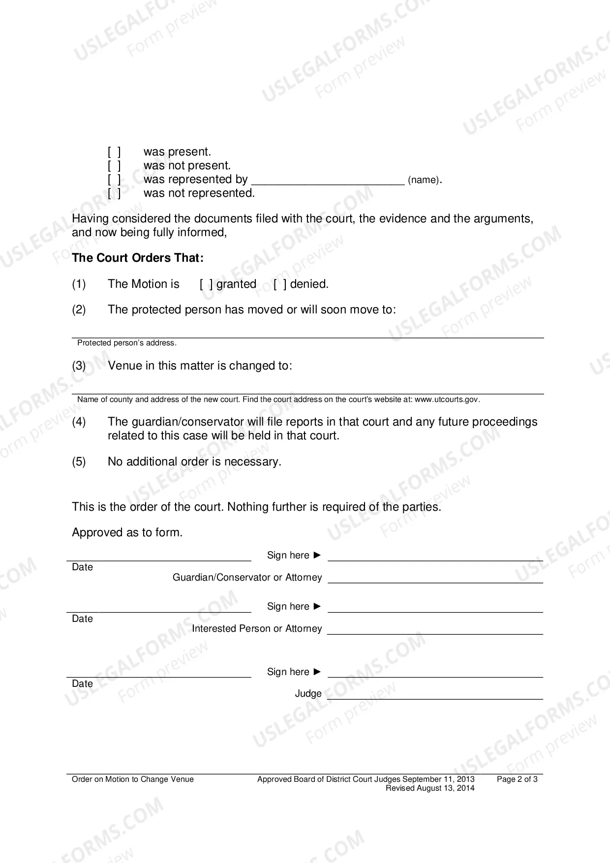 Preview Order On Motion To Change Venue