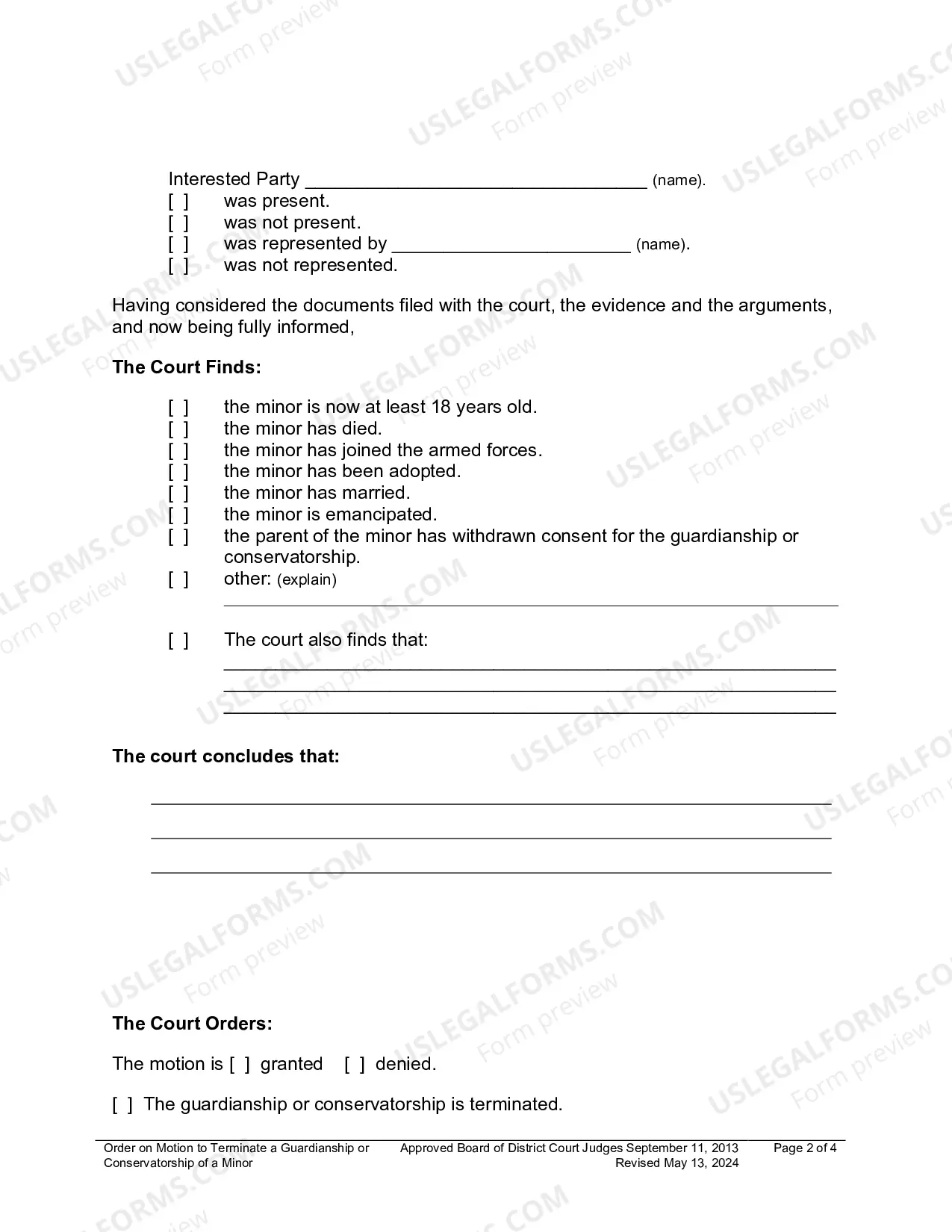 Preview Order To Terminate Guardianship And-Or Conservatorship