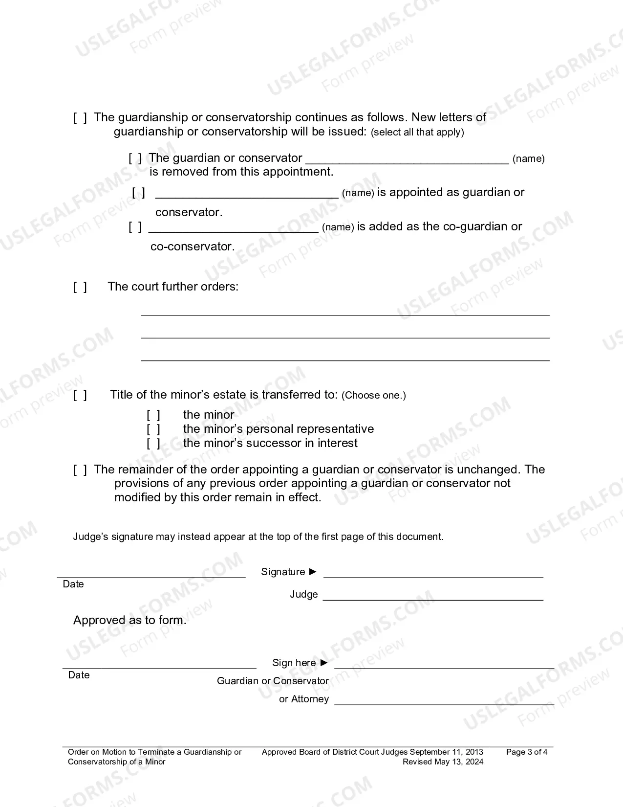 Preview Order To Terminate Guardianship And-Or Conservatorship