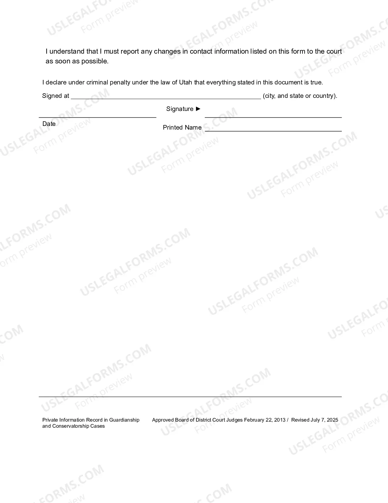 Preview Private Information Record In Guardianship And Conservatorship Cases