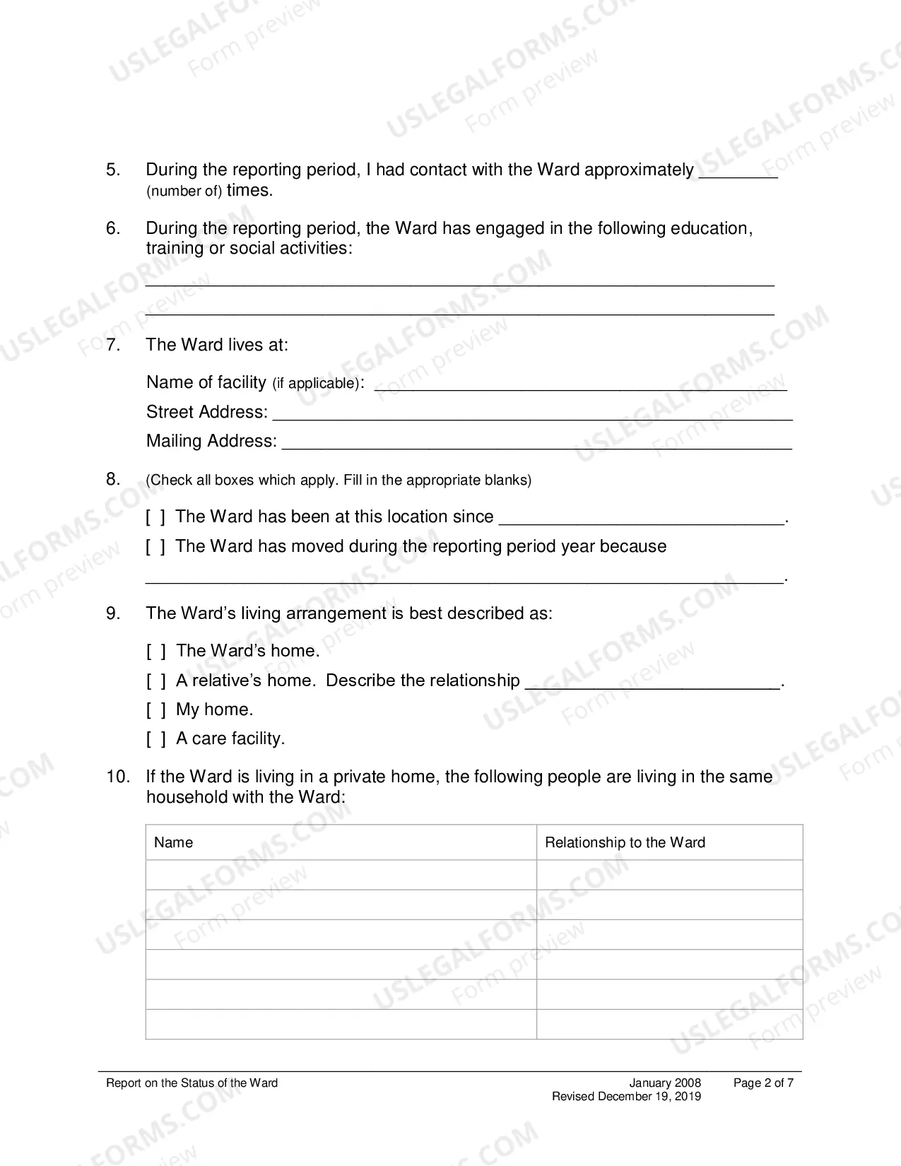 Preview Report On Status of The Ward
