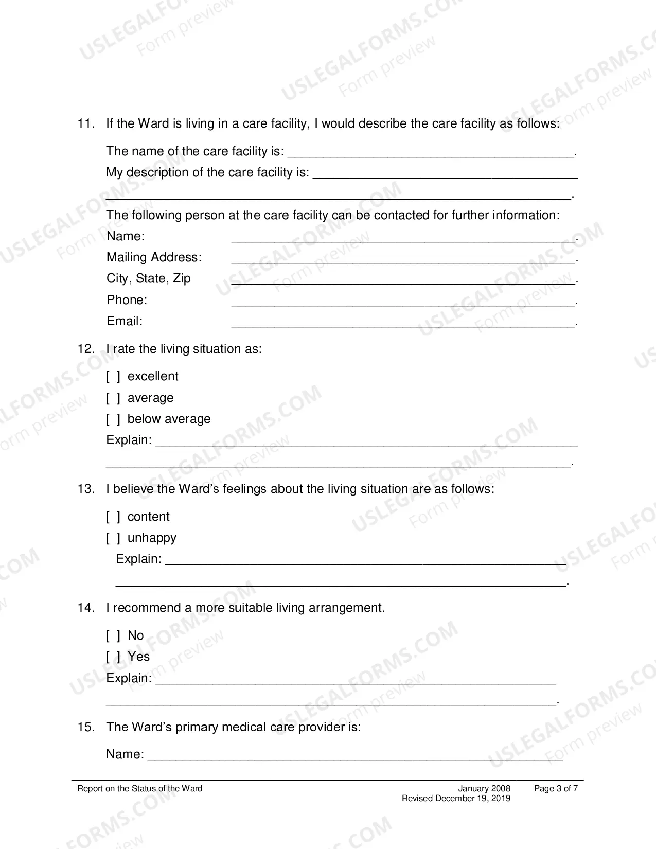 Preview Report On Status of The Ward