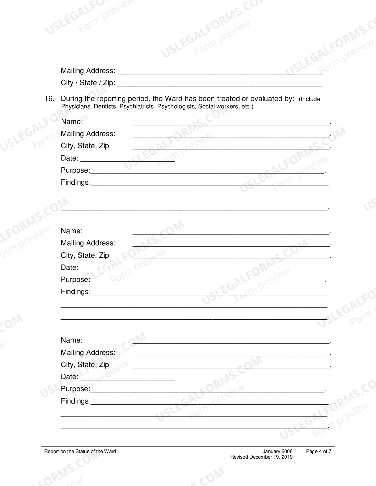 Preview Report On Status of The Ward