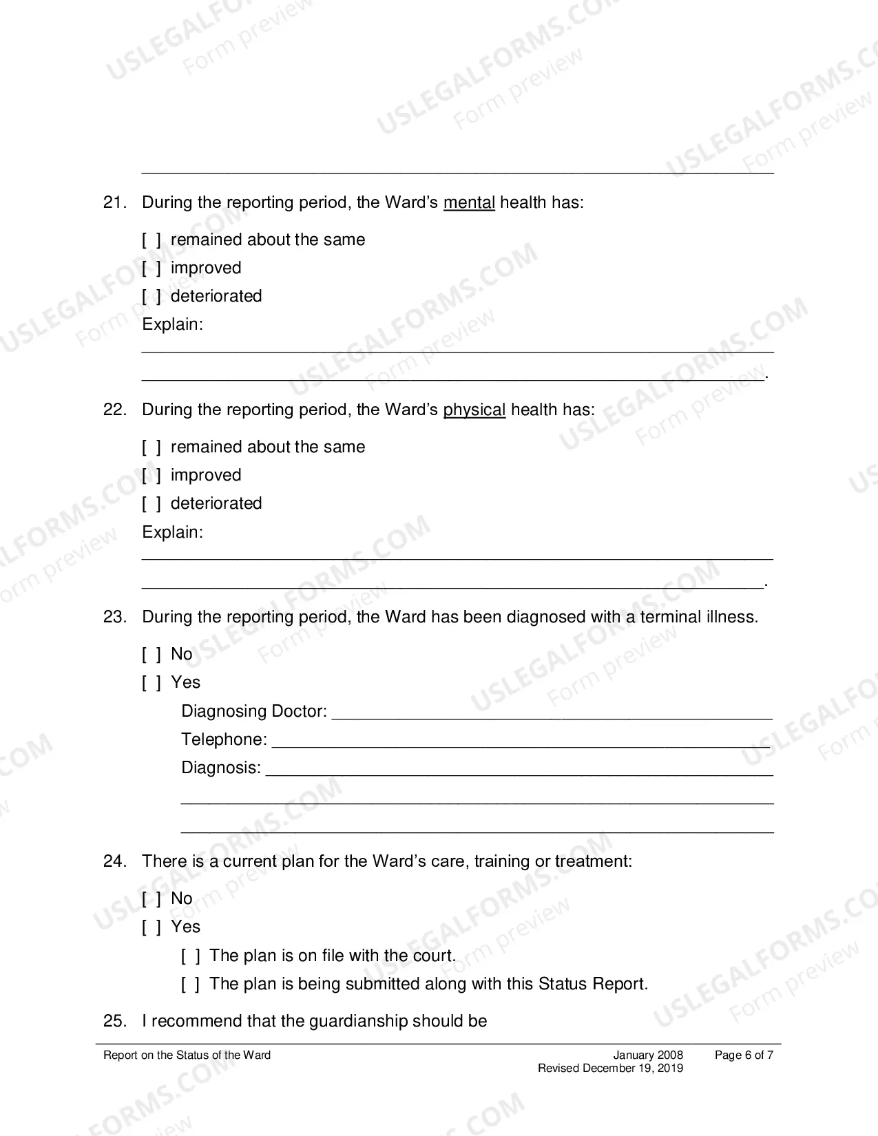 Preview Report On Status of The Ward