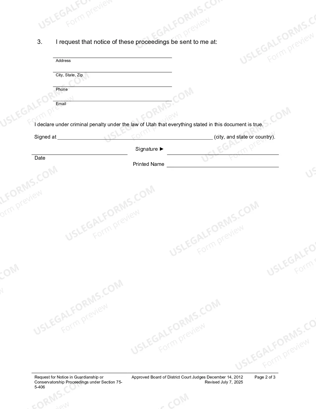 Preview Request For Notice Under Section 75-5-406