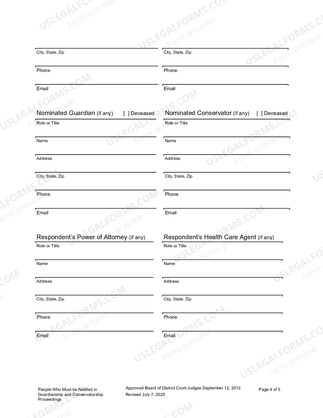 Preview Schedule A - People Who Must Be Served With Notice of Hearing (Respondent)