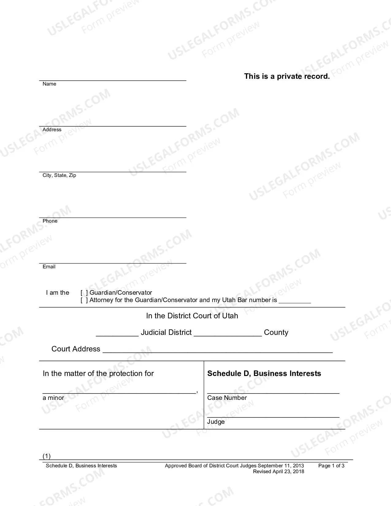 Preview Schedule D Business Assets
