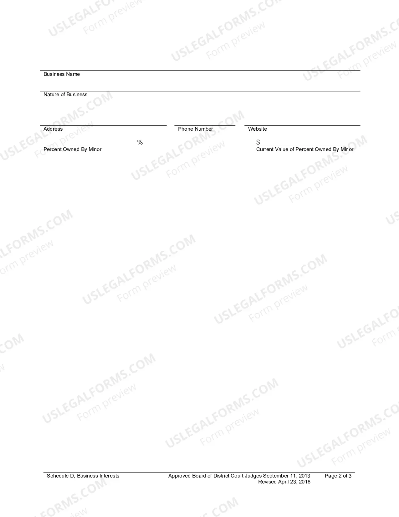 Preview Schedule D Business Assets