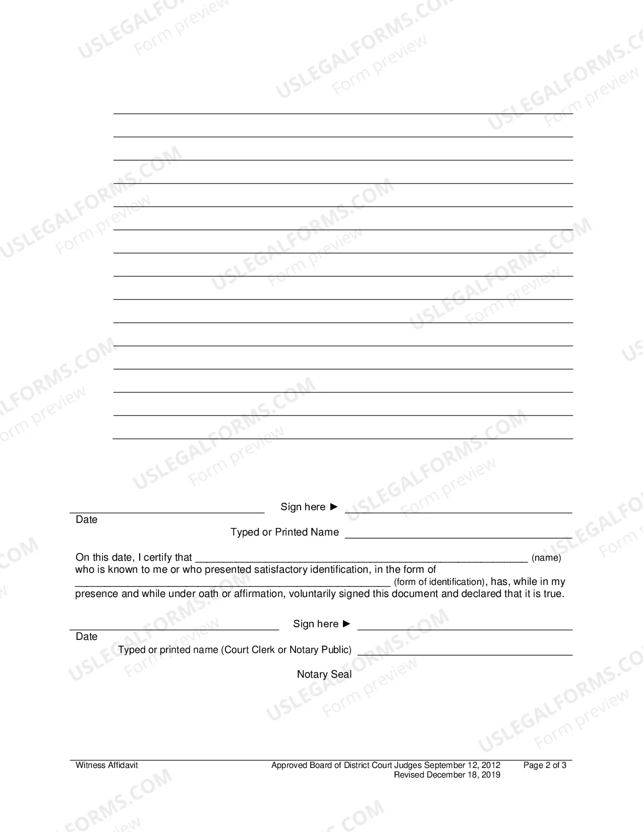 Preview Witness Affidavit (Minor Conservatorship)