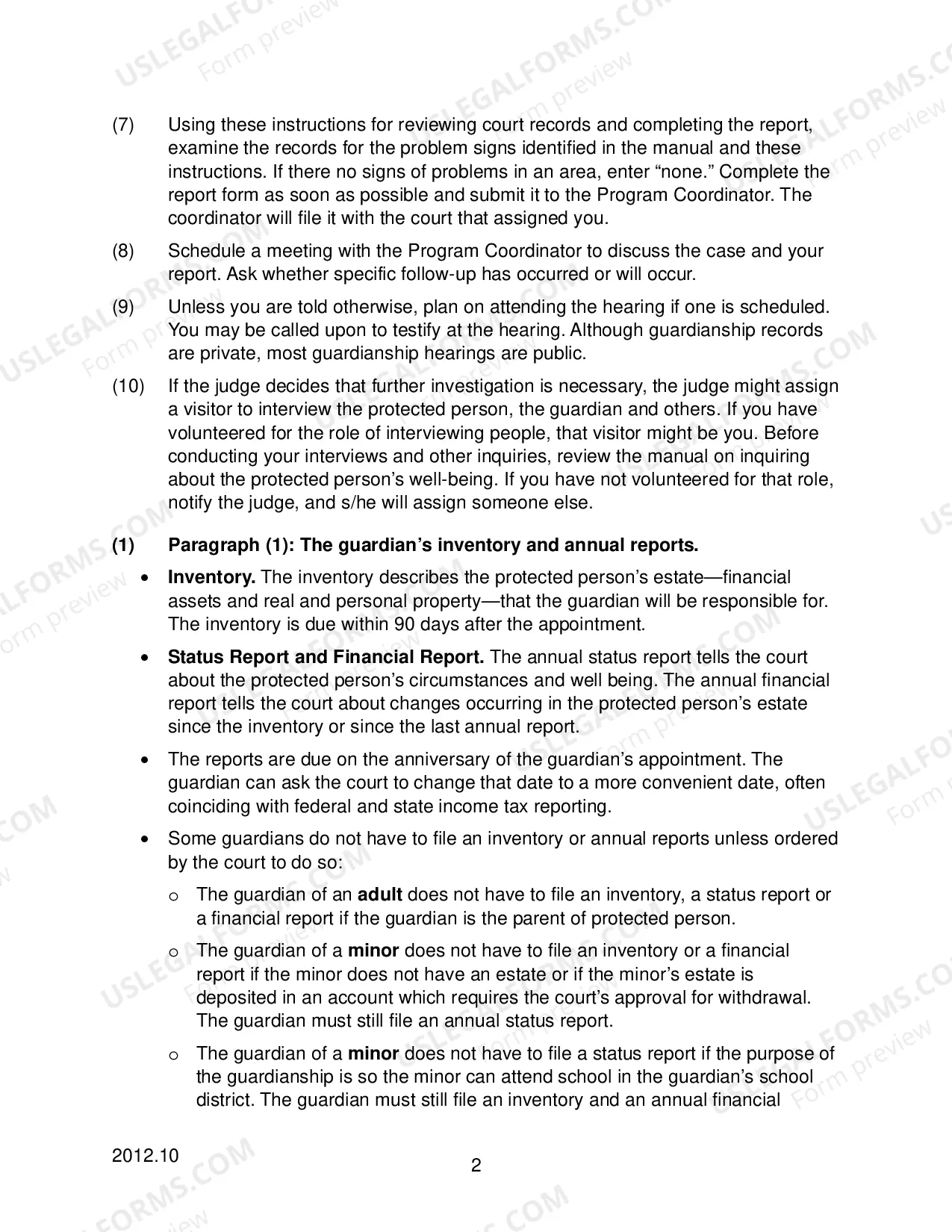 Preview Instructions for reporting on auditing court records