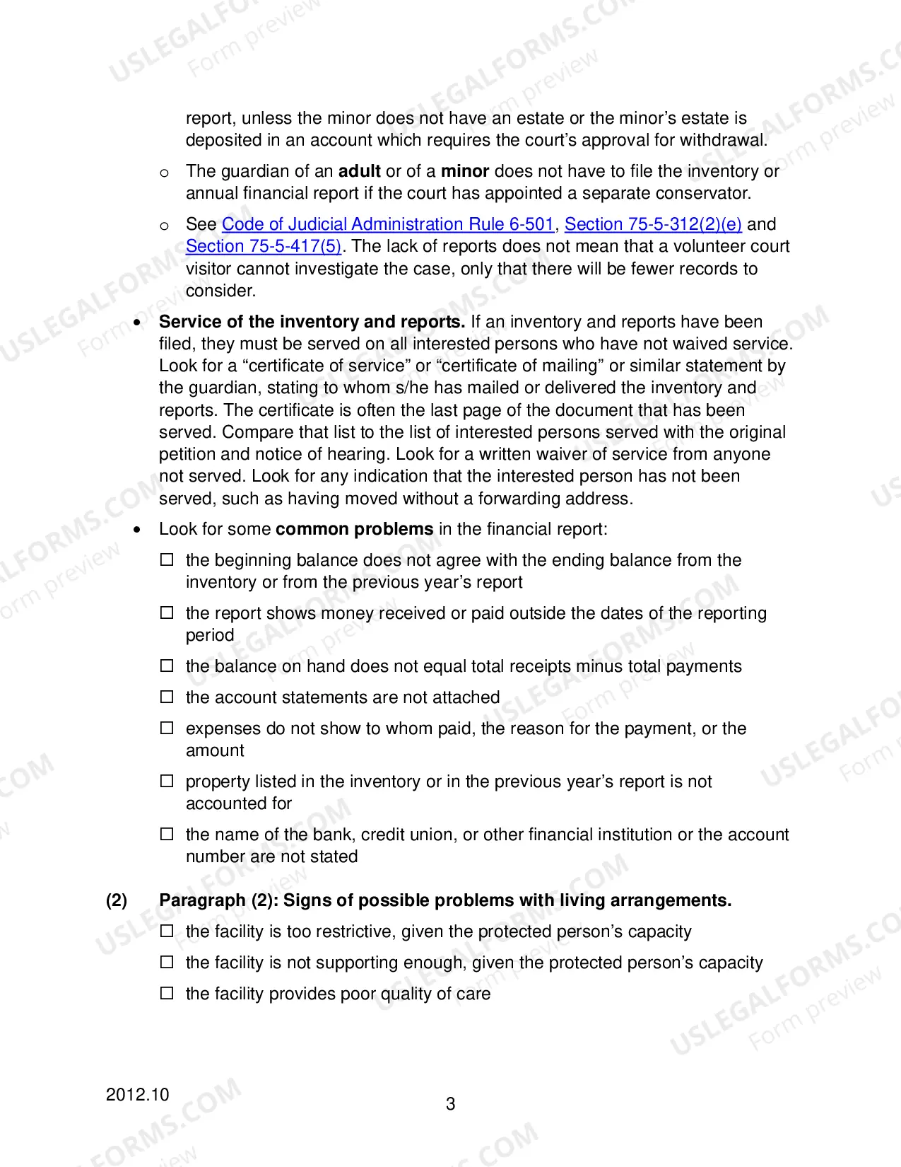 Preview Instructions for reporting on auditing court records