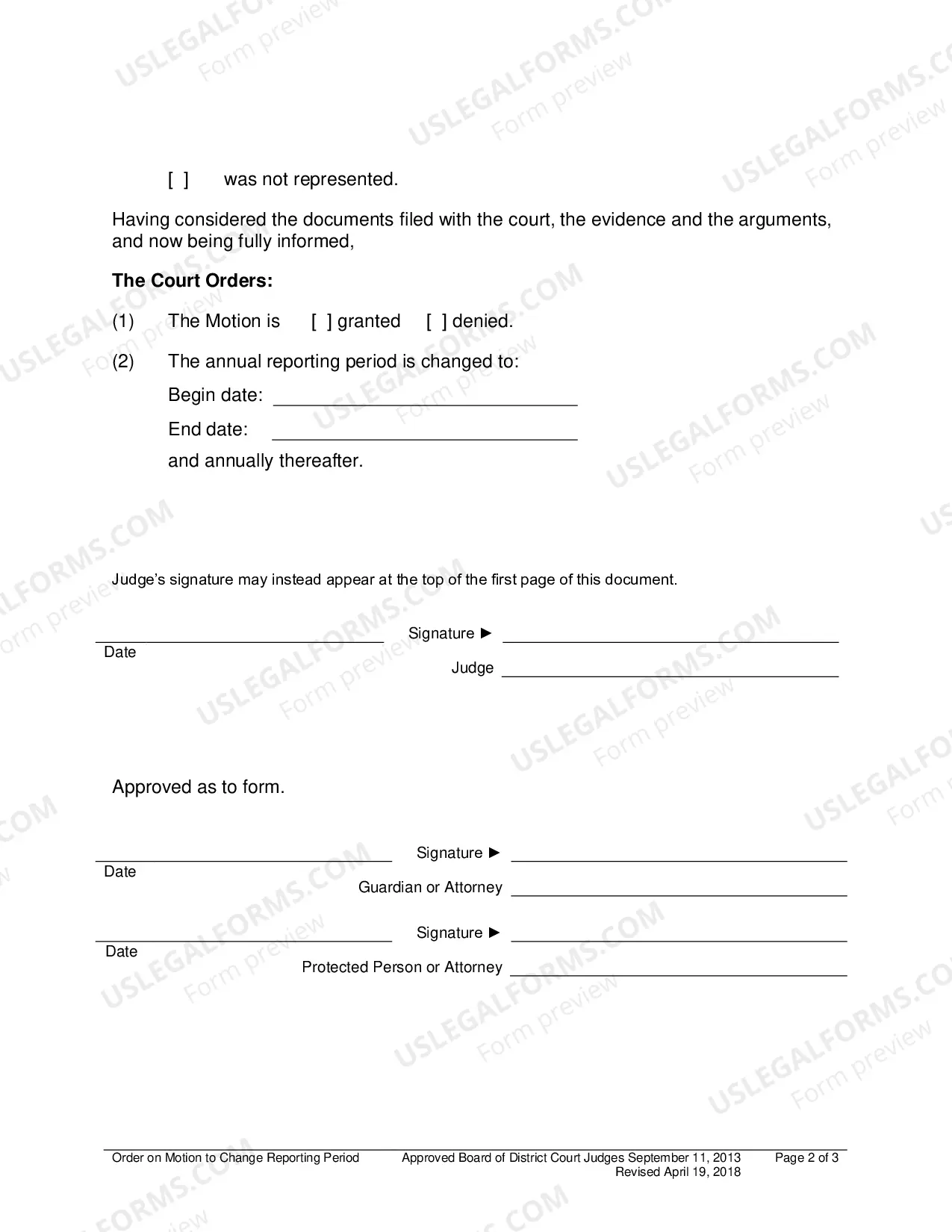 Preview Order on Motion to Change Reporting Period