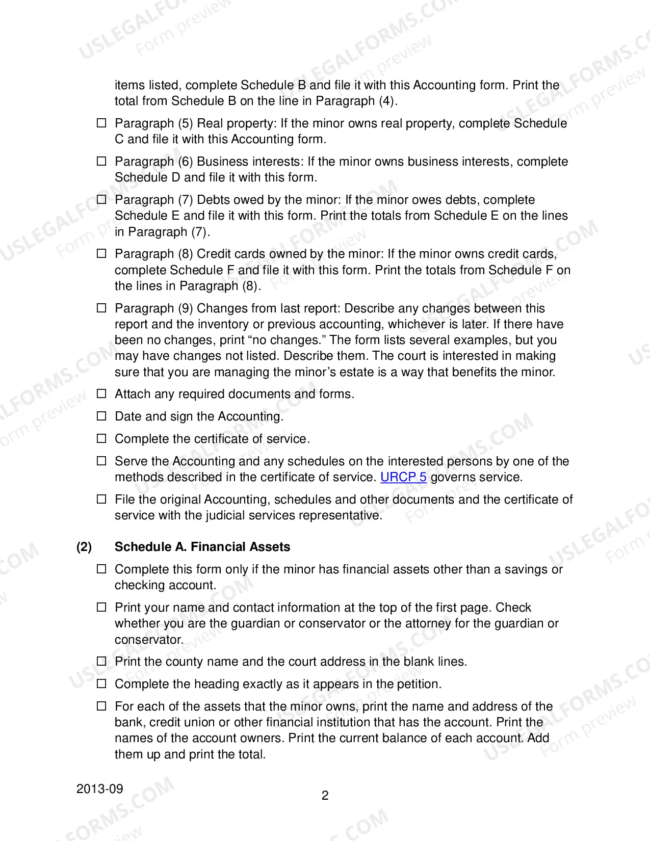 Preview Checklist for Financial Accounting Forms