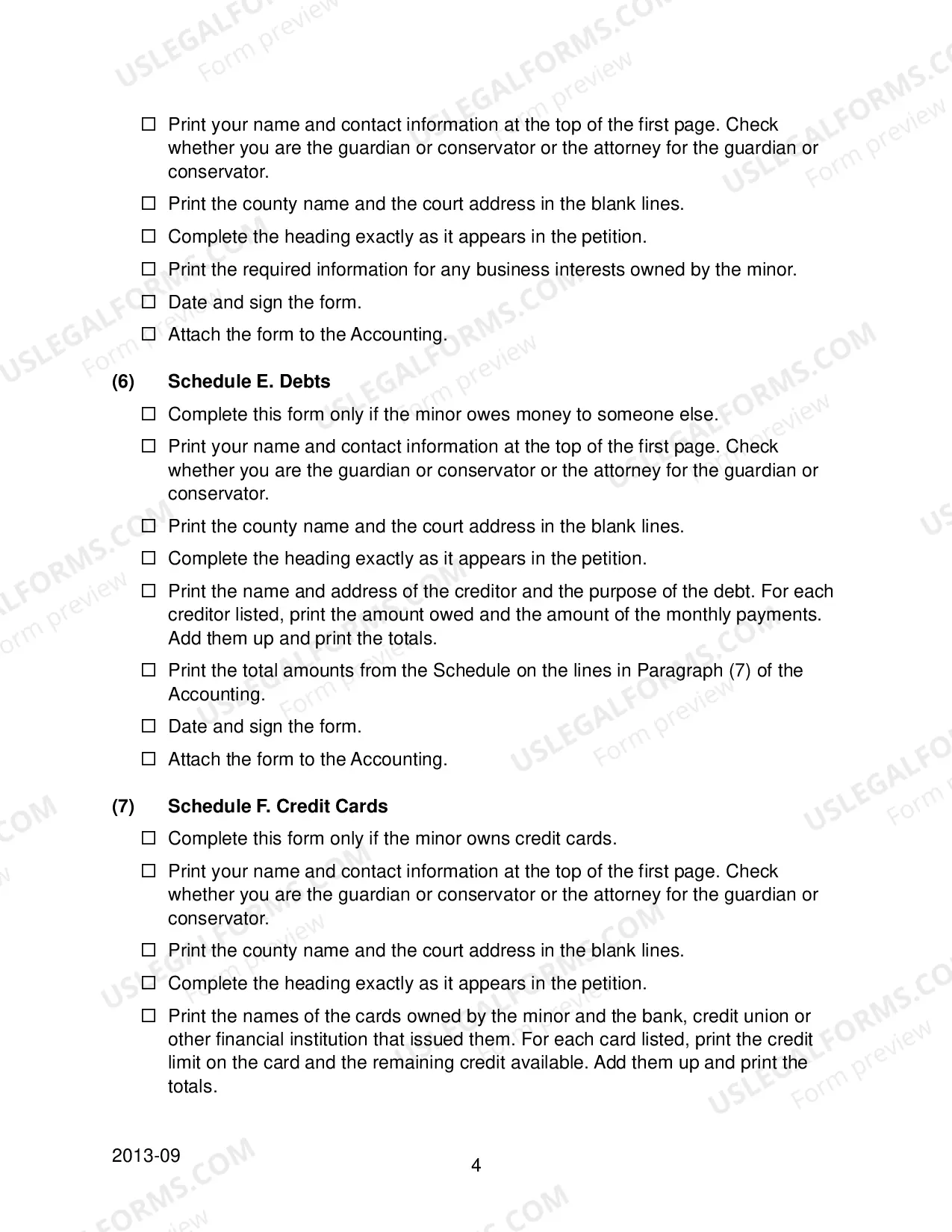 Preview Checklist for Financial Accounting Forms