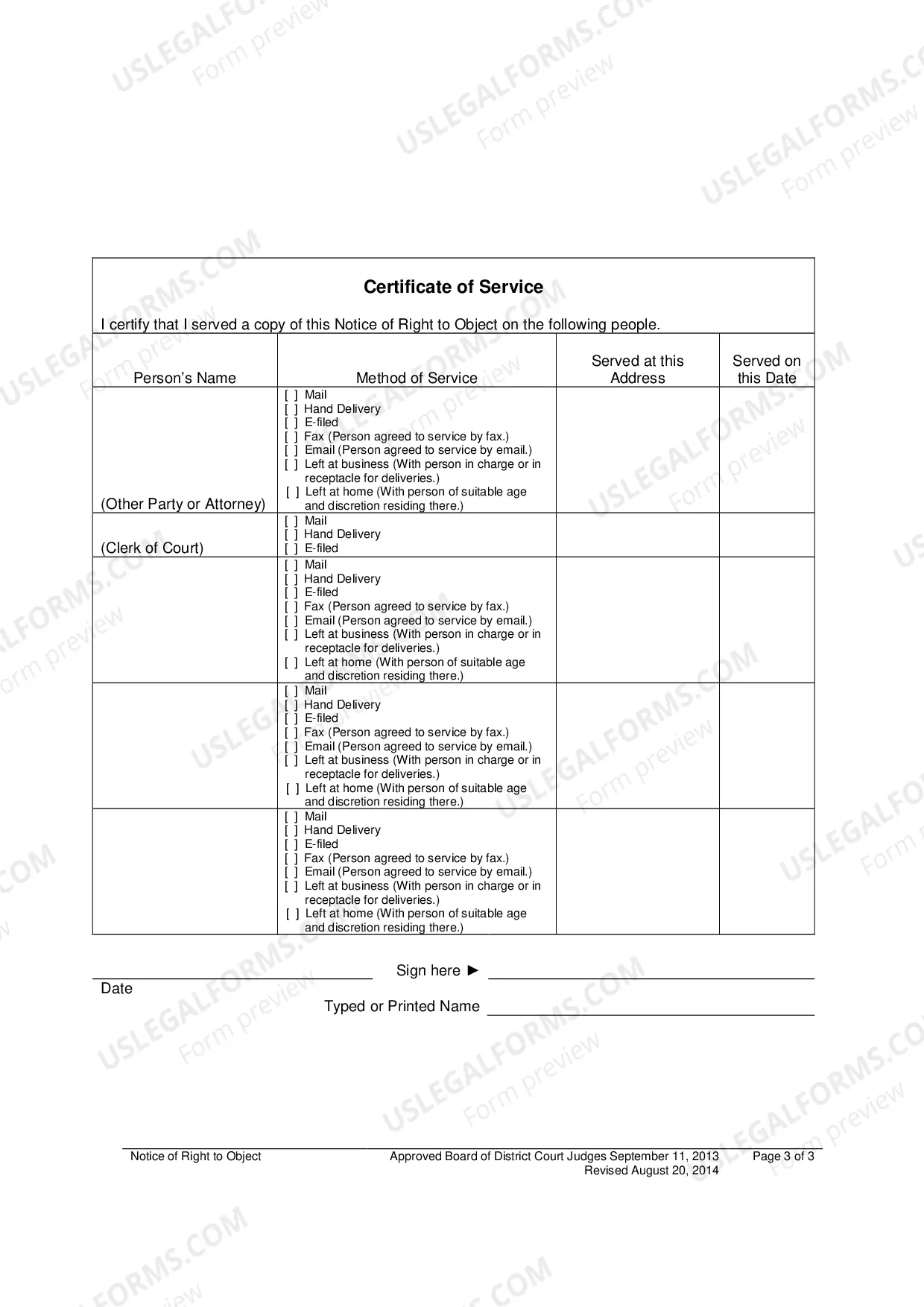 Preview Notice of Right to Object