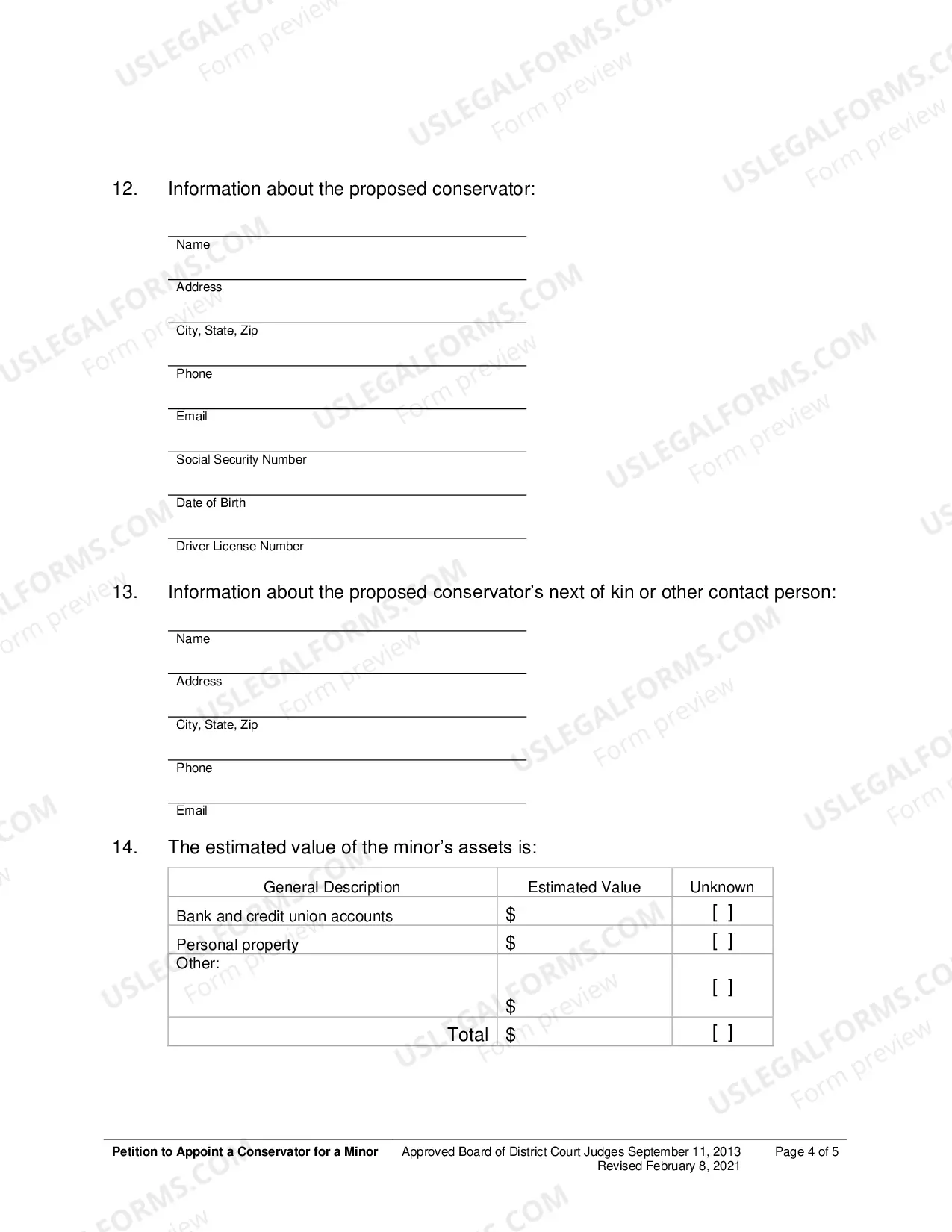Preview Petition to Appoint a Conservator for a Minor