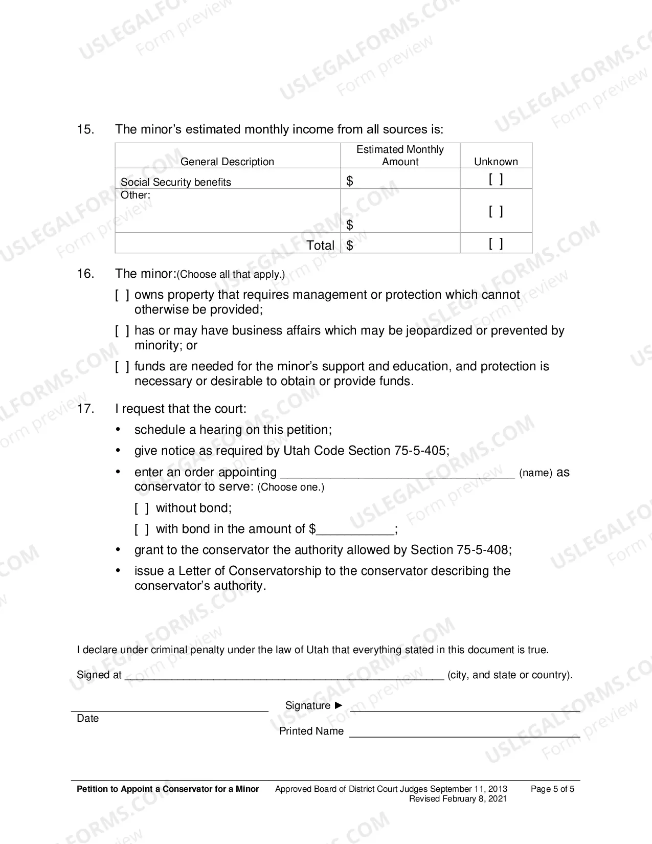 Preview Petition to Appoint a Conservator for a Minor