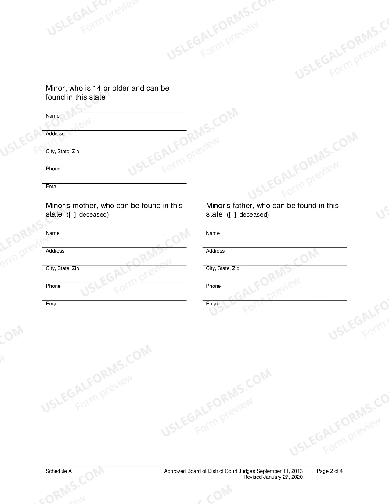 Preview Schedule A (people who must be served with the notice of hearing)