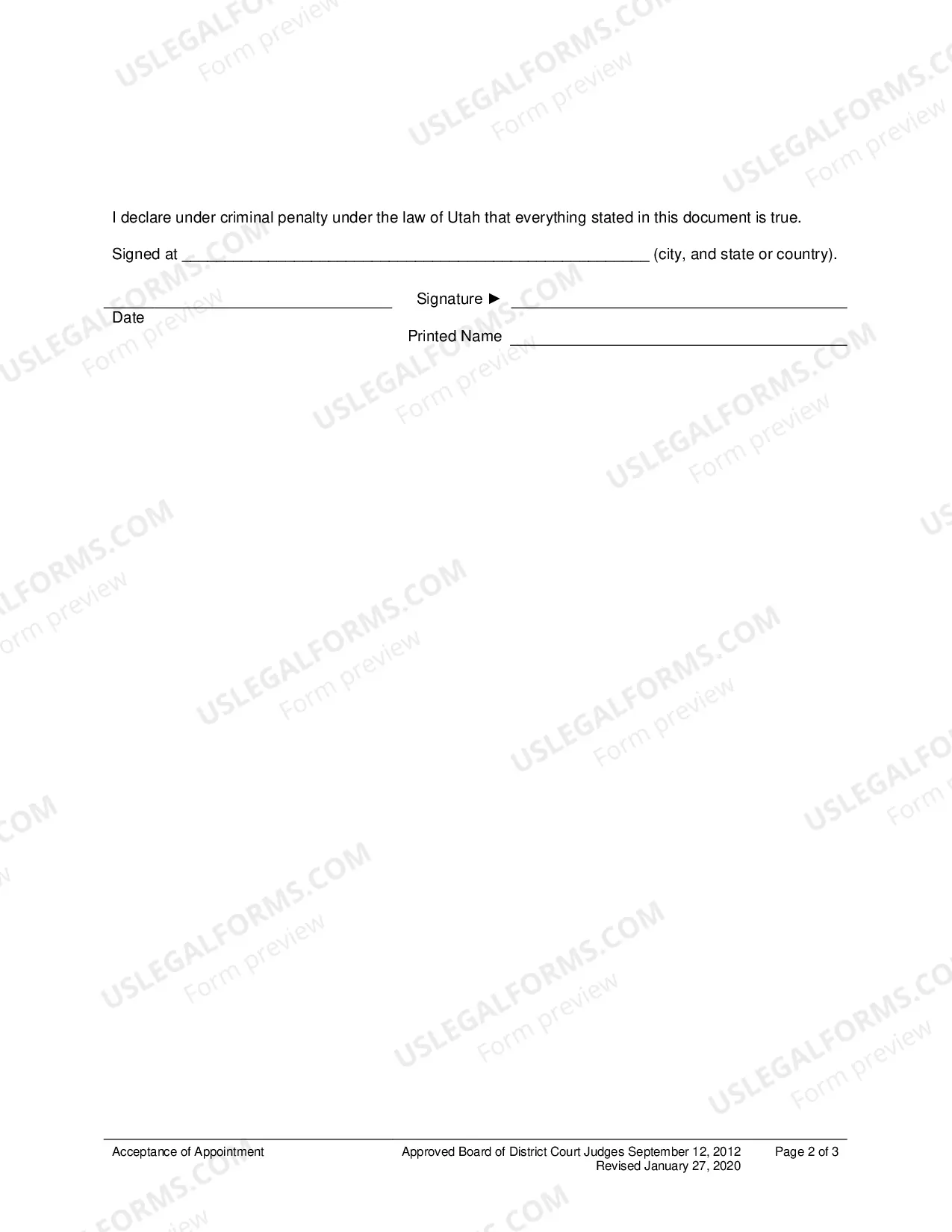 Preview Acceptance of Appointment for Minor