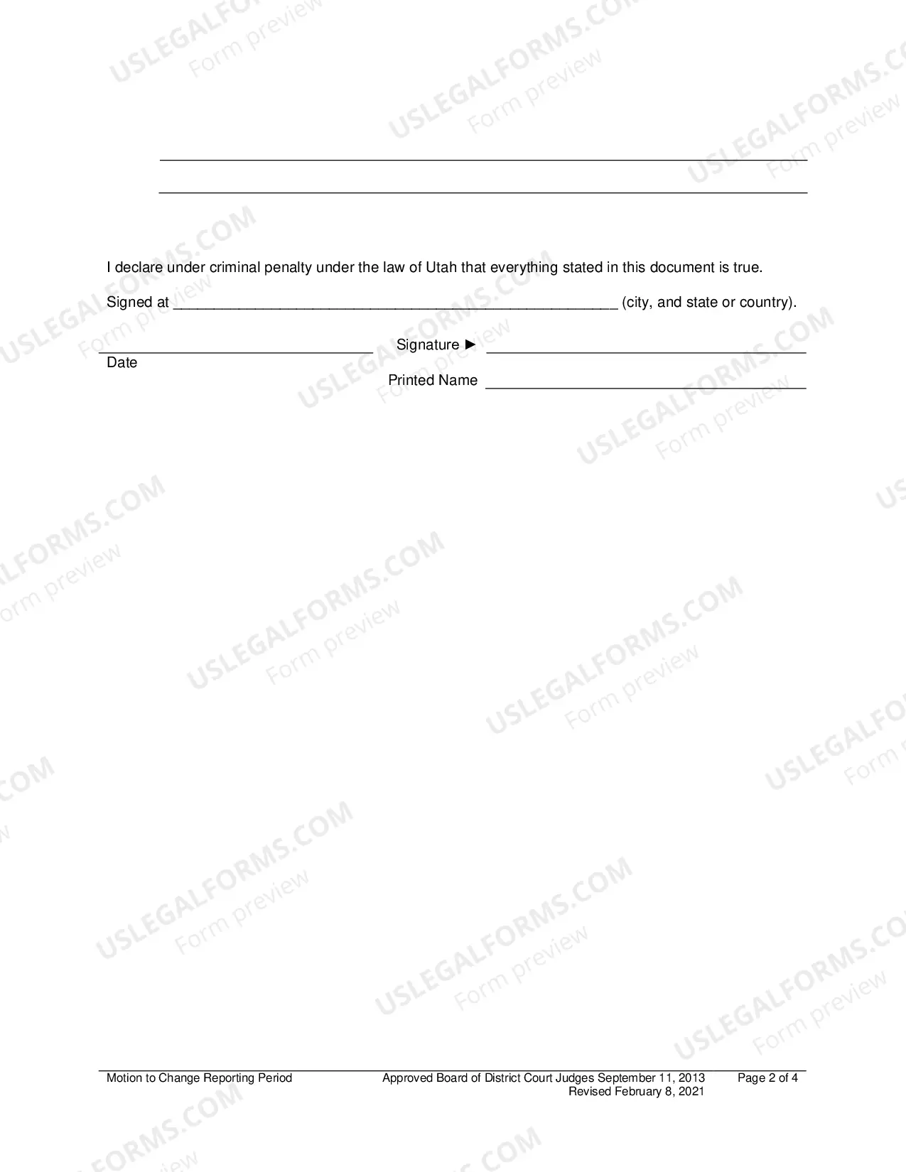 Preview Motion to Change Reporting Period