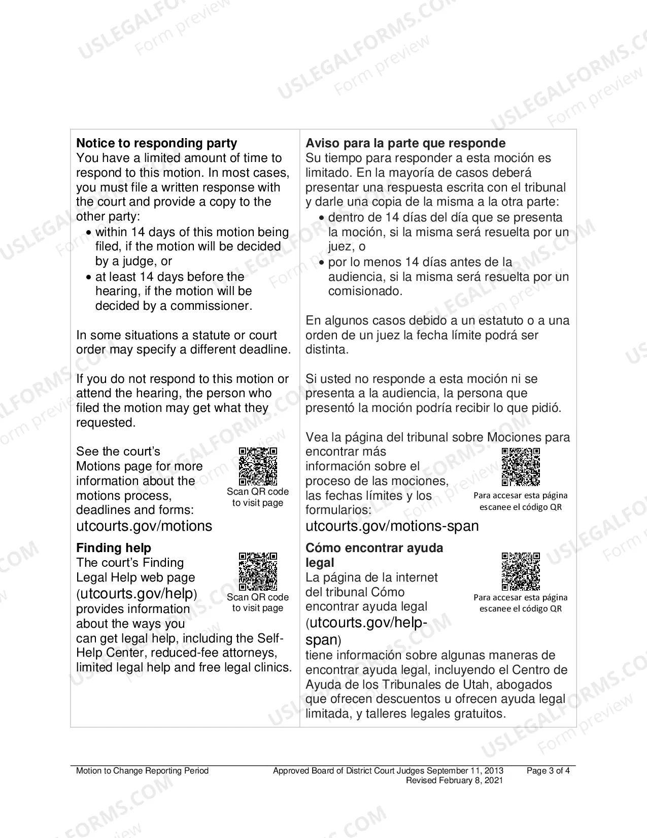 Preview Motion to Change Reporting Period