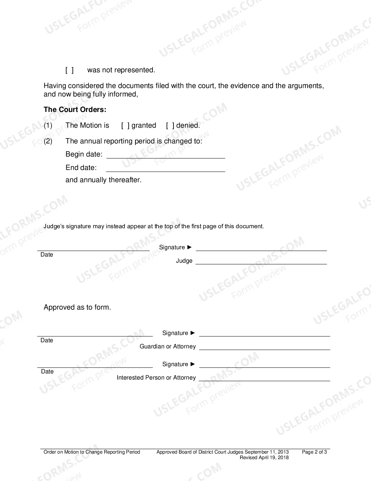 Preview Order on Motion to Change Reporting Period