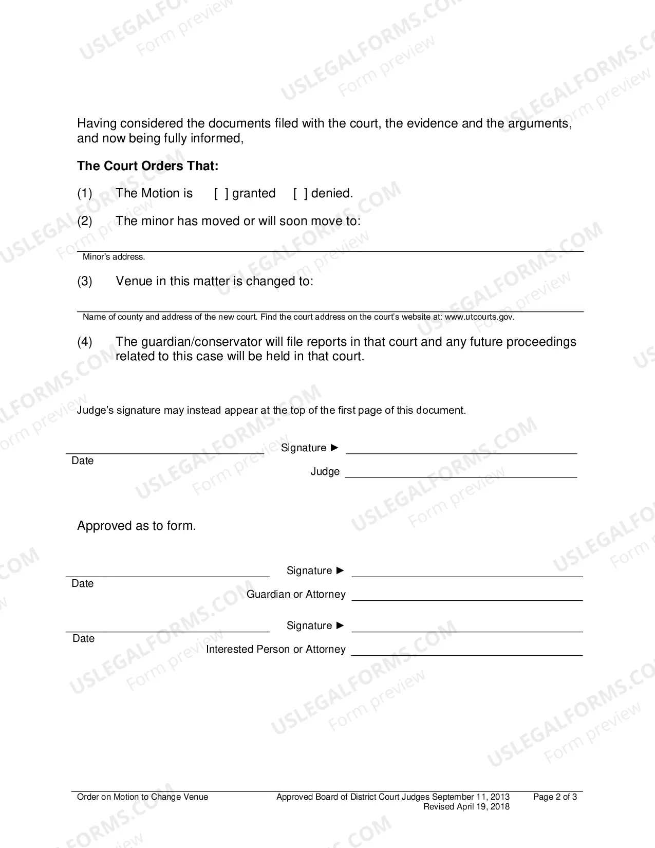 Preview Order on Motion to Change Venue