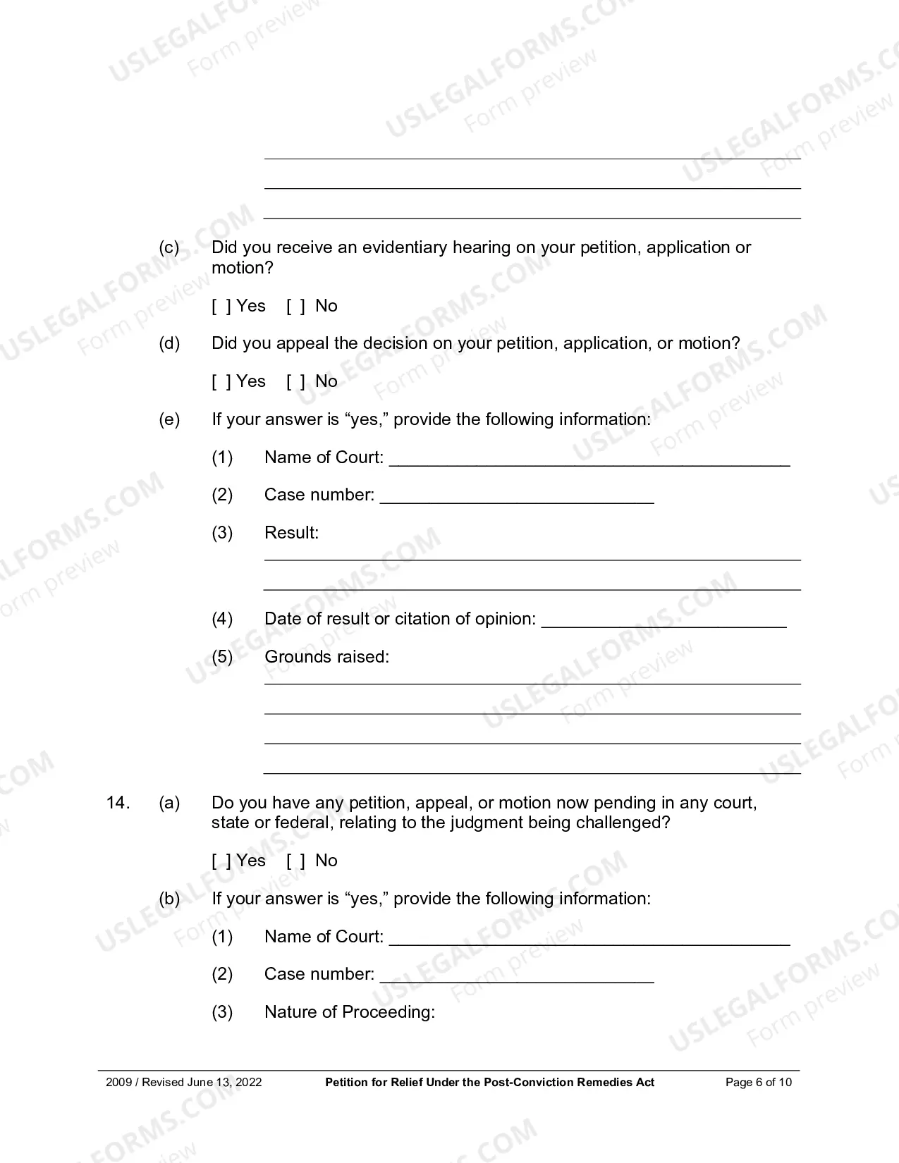 Preview Petition For Relief Under The Post Conviction Remedies Act