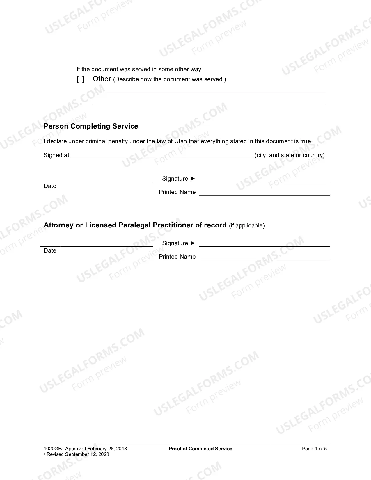 Preview Proof of Service under URCP 4
