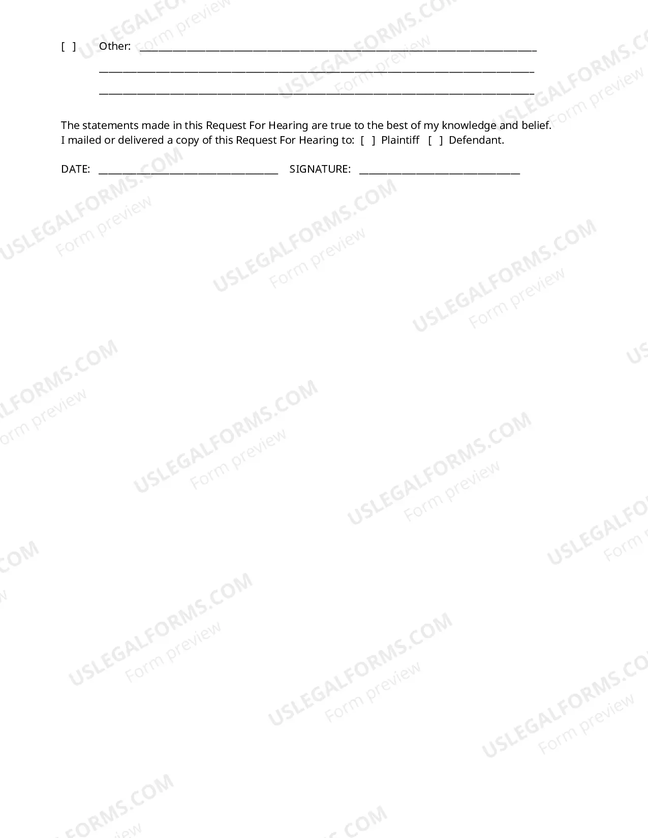Preview Request For Hearing (Objection To Order of Restitution)