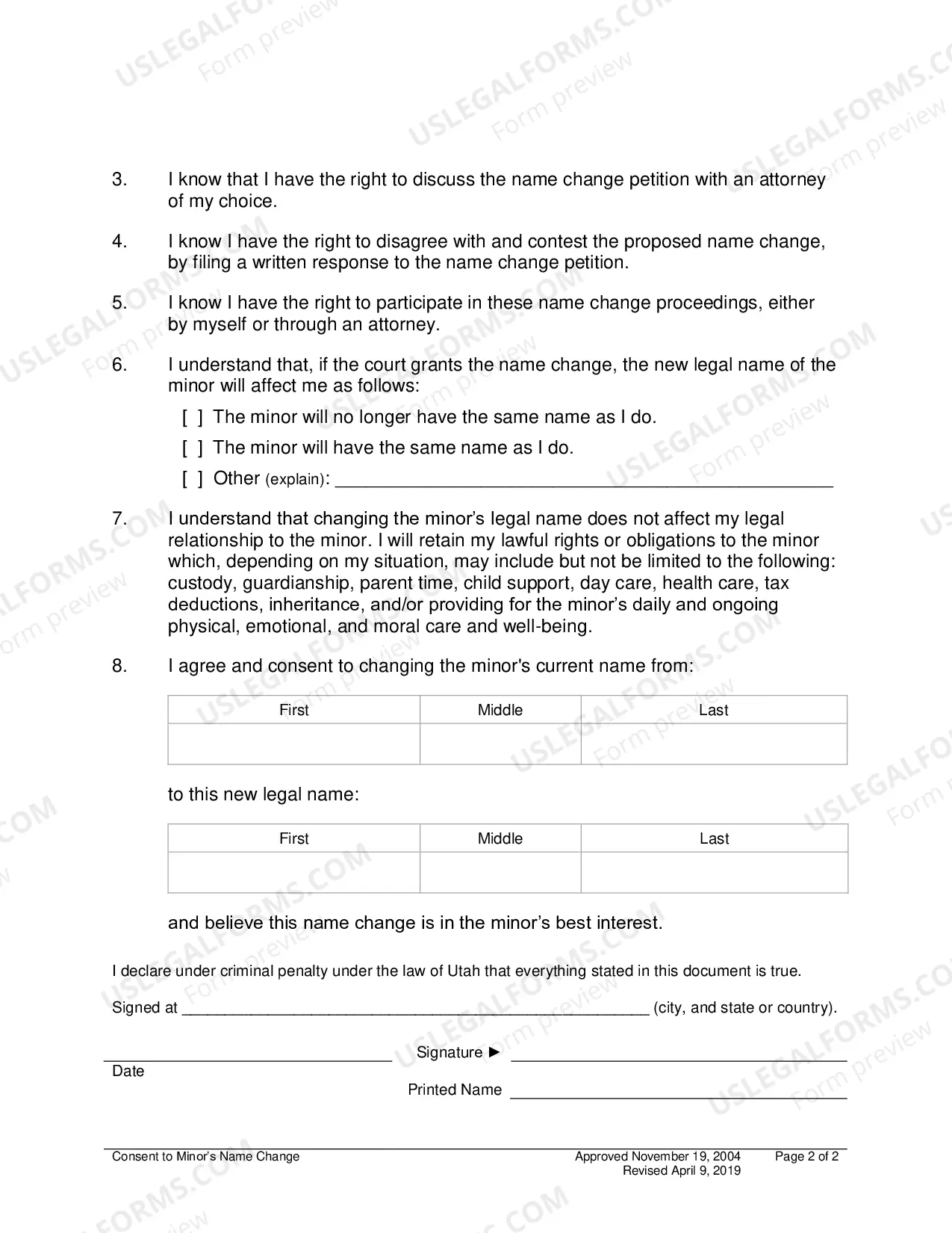 Preview Consent To Minors Name Change