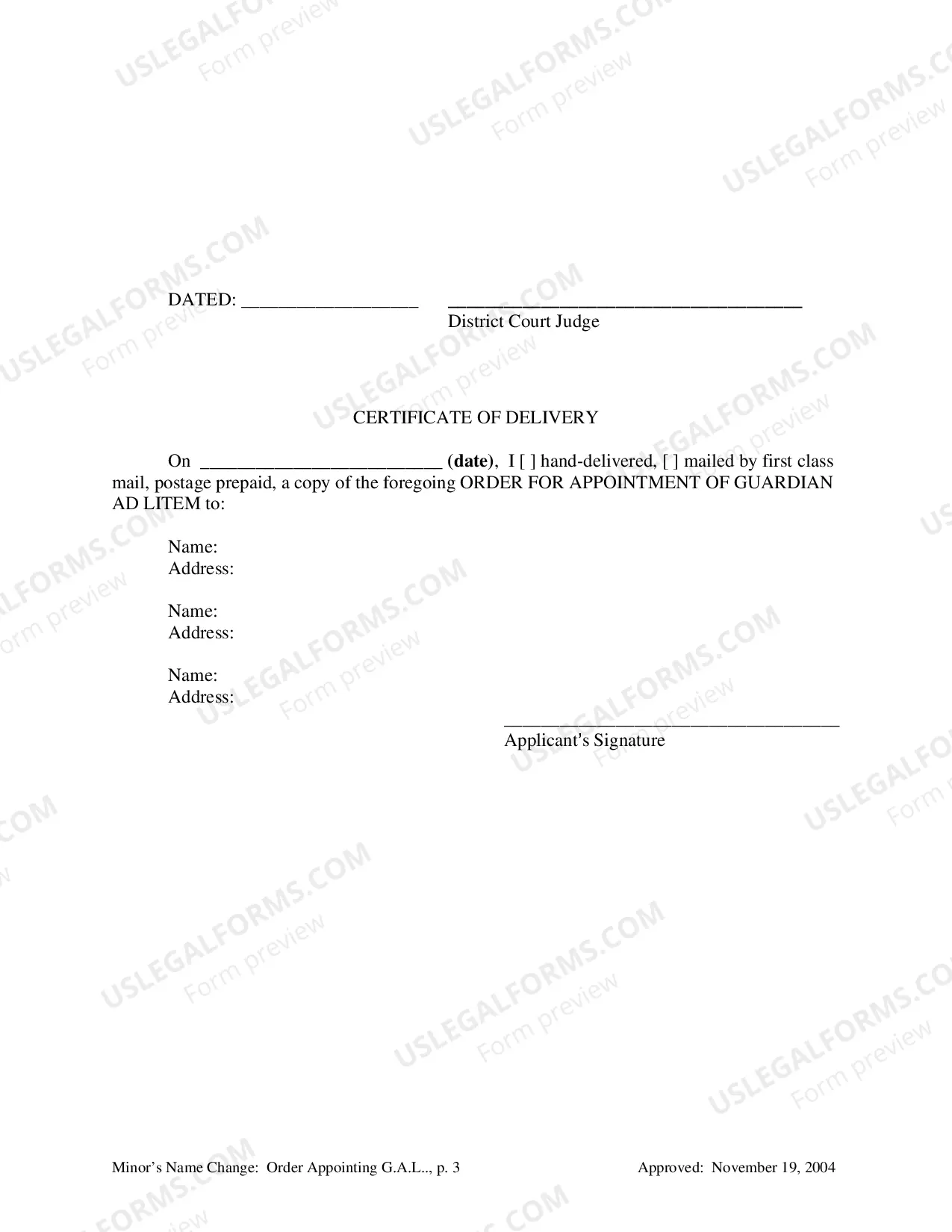Preview Order Appointing Guardian Ad Litem