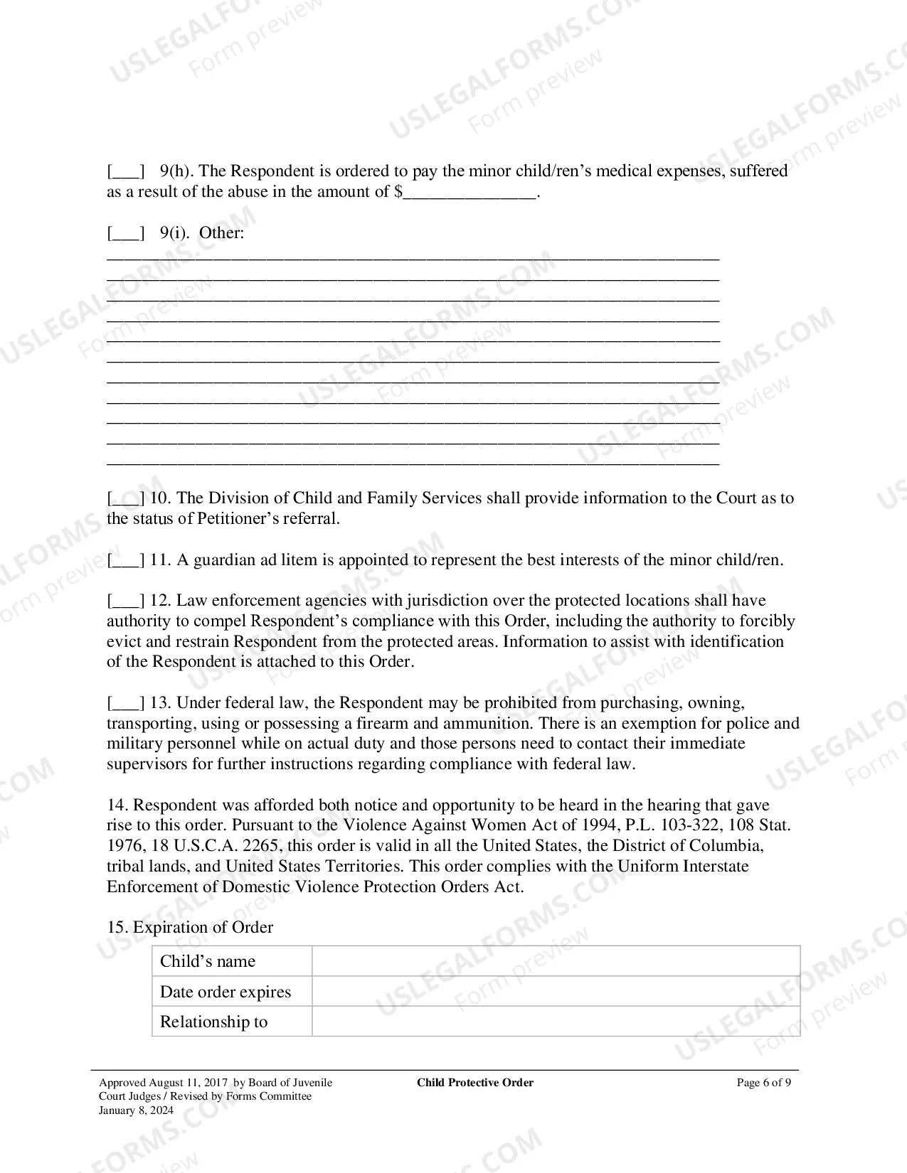 Preview Child Protective Order