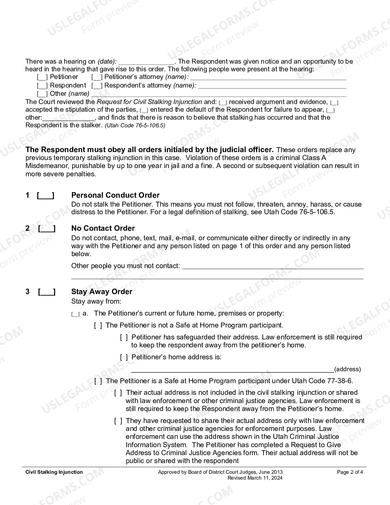 Preview Civil Stalking Injunction