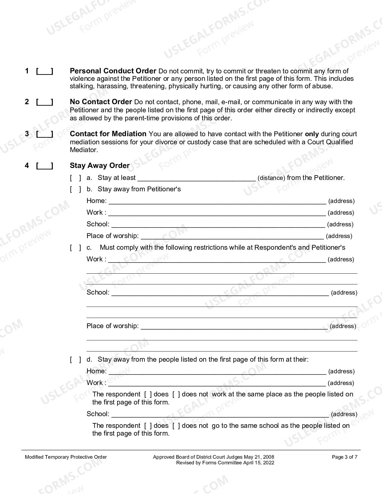 Preview Modified Temporary Protective Order