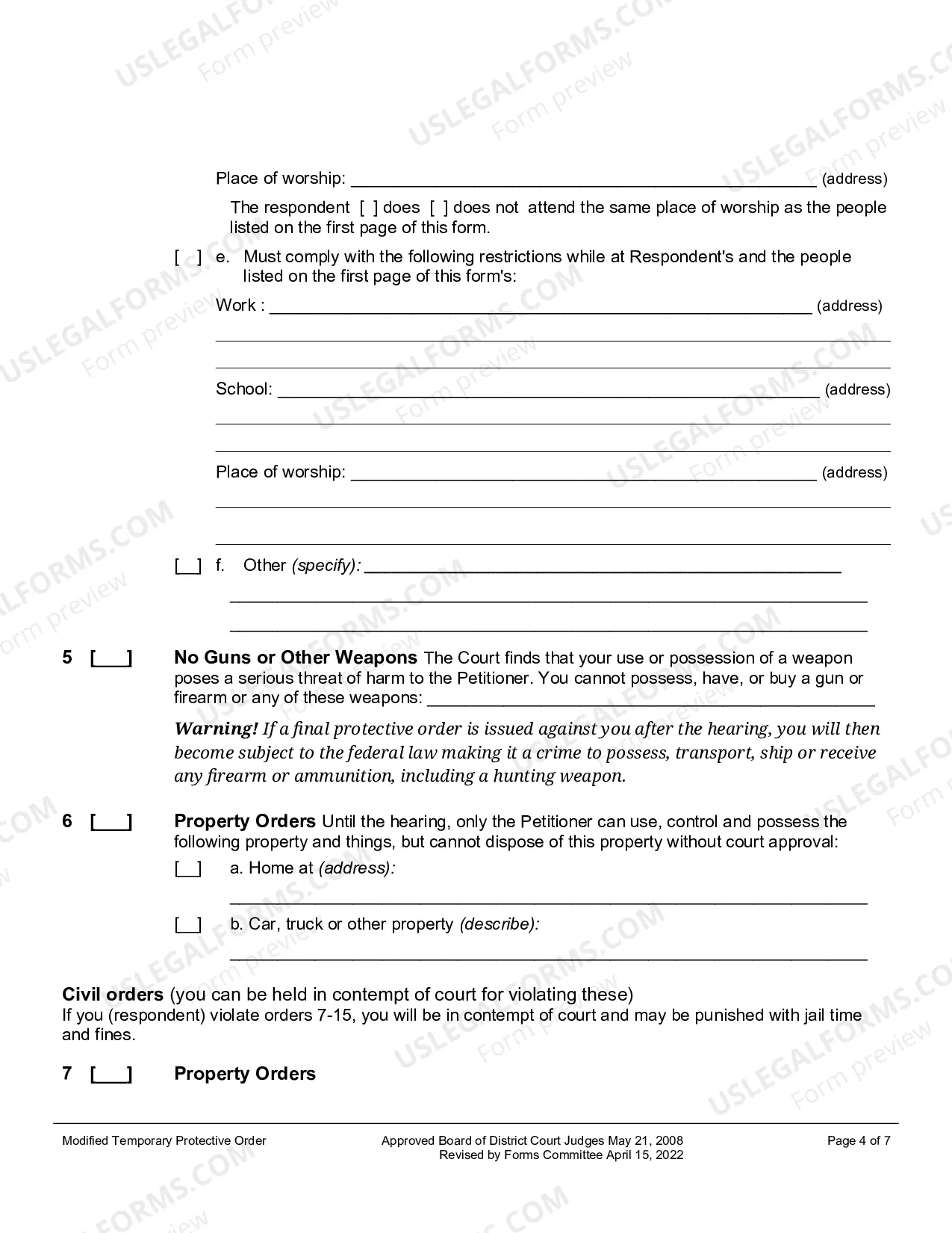 Preview Modified Temporary Protective Order