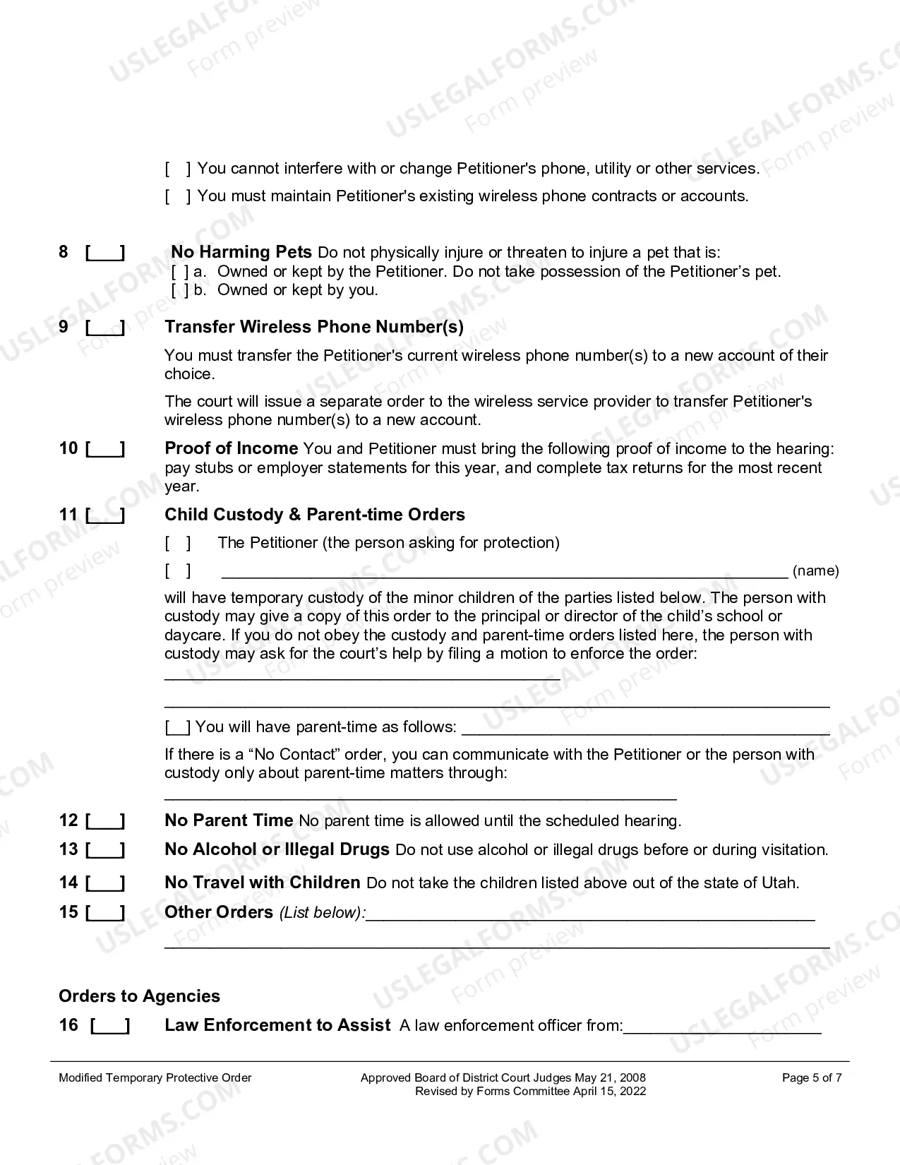 Preview Modified Temporary Protective Order