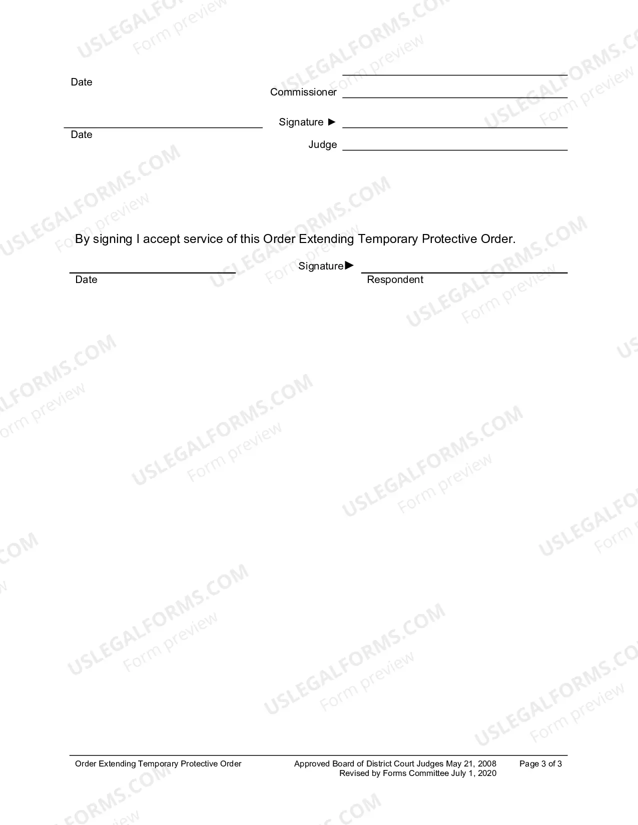 Preview Order Extending Temporary Protective Order