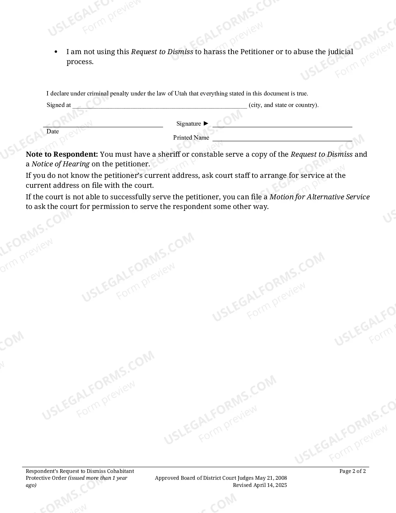 Preview Respondents Request To Dismiss Protective Order