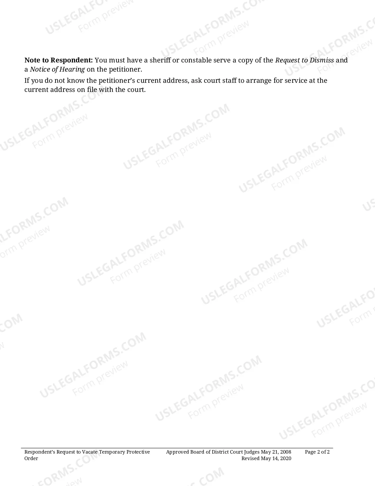 Preview Respondents Request To Vacate Temporary Protective Order